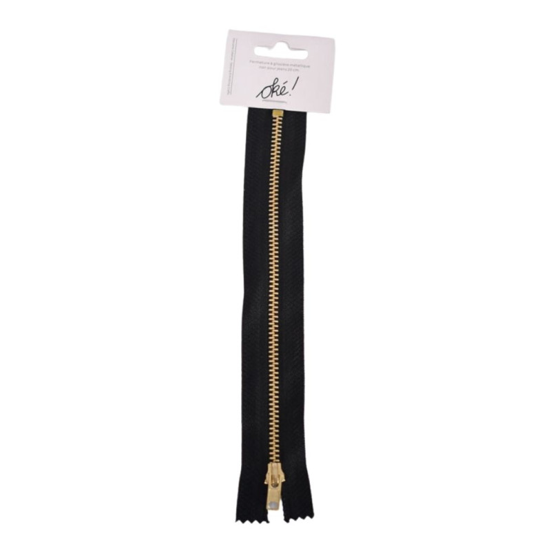 SACHET DE 6 / FERMETURE A GLISSIERE JEANS 20CM. NOIR
